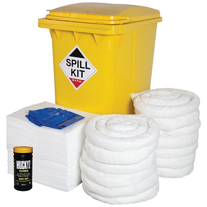 5 Star Oil/Fuel Spill Kit in Yellow Wheelie Bin 360L White FS637222