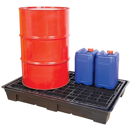 5 Star Evo Recycled Low Level 2 Drum Spillpallets Black FS642134