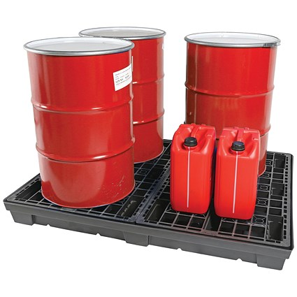 5 Star Evo Recycled Low Level 4 Drum Spillpallets Black FS642202