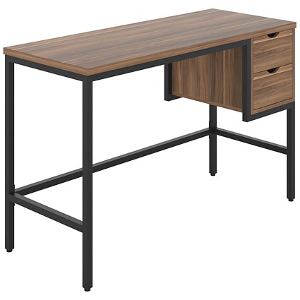 5 Star Varo Rectangular Desk with 2 Drawers Dark Walnut/Black