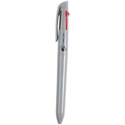 5 Star 4 Colour Ballpoint Pen Grey Barrel Black/Blue/Red/Green (Pack of 12)