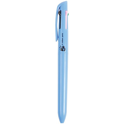 5 Star 4 Colour Peer Marking Ballpoint Pen Blue Barrel Black/Purple/Green/Pink (Pack of 12)