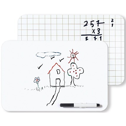 5 Star Frameless Non-Magn Whiteboard Plain/Grd A4 Pack of 12