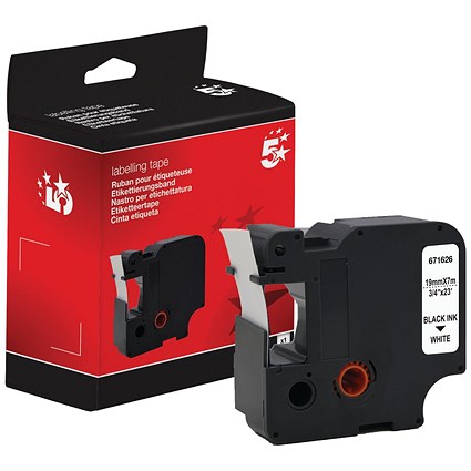 Five Star Non-OEM Replacement for Dymo 45803 Black on White 19mm x 7m FS671626