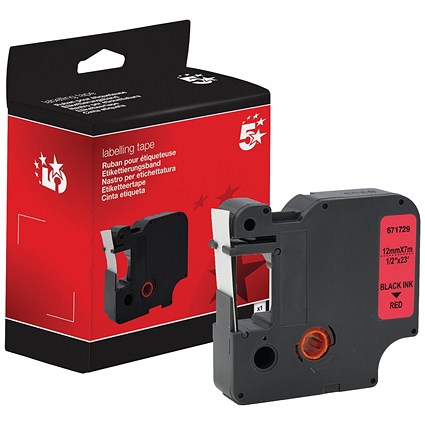 Five Star Non-OEM Replacement for Dymo 45017 Black on Red 12mm x 7m FS671729