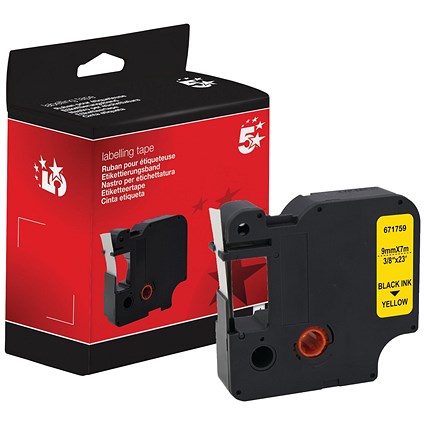 Five Star Non-OEM Replacement for Dymo 40918 Black on Yellow 9mm x 7m FS671759