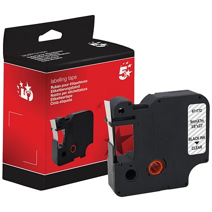 Five Star Non-OEM Replacement for Dymo 40910 Black on Clear 9mm x 7m FS671772