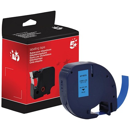 Five Star Non-OEM Replacement for Dymo 91205 Black on Blue 12mm x 4m FS671873