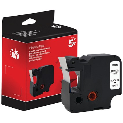 Five Star Non-OEM Replacement for Dymo 53713 Black on White 24mm x 7m FS671942