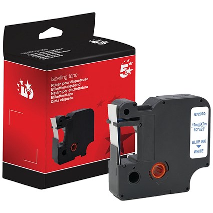 Five Star Non-OEM Replacement for Dymo 45014 Blue on White 12mm x 7m FS672070