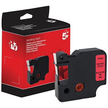 Five Star Non-OEM Replacement for Dymo 40917 Black on Red 9mm x 7m FS672240
