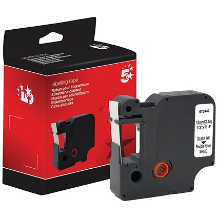 Five Star Non-OEM Replacement for Dymo 18488 Black on White 12mm x 3.5m FS672447