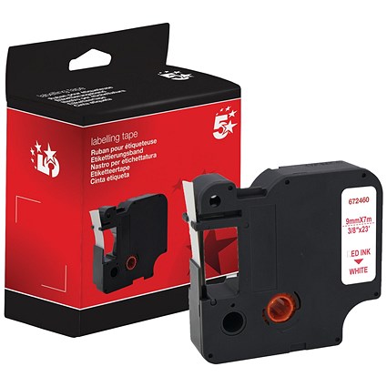 Five Star Non-OEM Replacement for Dymo 40915 Red on White 9mm x 7m FS672460