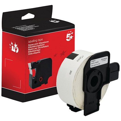 Five Star Non-OEM Replacement for Brother DK-11201 Black on White 29mm x 90mm 400/Roll FS672577