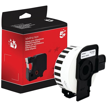 Five Star Non-OEM Replacement for Brother DK-22210 Black on White 29mm x 30.48m FS672801