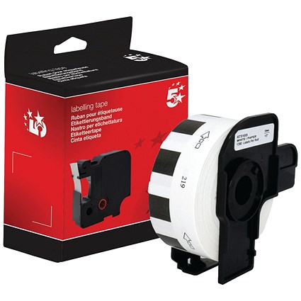 Five Star Non-OEM Replacement for Brother DK-11219 Black on White 12mm x 12mm 1200/Roll FS673185