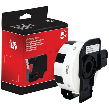 Five Star Non-OEM Replacement for Brother DK-11218 Black on White 24mm x 24mm 1000/Roll FS673340
