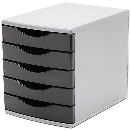 5 Star 5 Drawer Tower 300mm 5x60mm Black/Grey