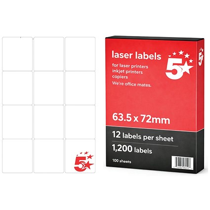 5 Star A4 Address and Parcel Labels 63.5x72mm Pack of 1200 FS679603