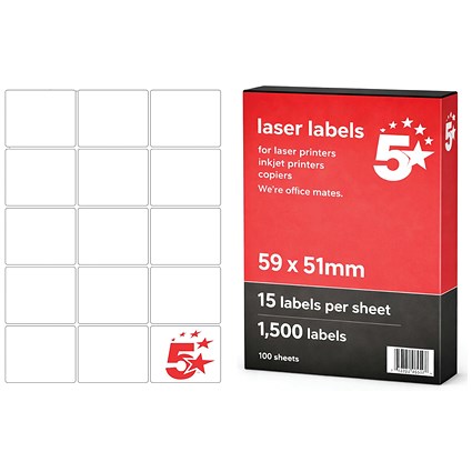 5 Star A4 Address and Parcel Labels 59x51mm Pack of 1500 FS679701