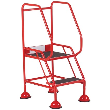 5 Star UK Domed Feet Anti-Slip 2 Tread Steps Red FS687659