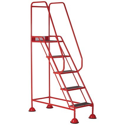 5 Star UK Domed Feet Anti-Slip 5 Tread Steps Red FS687669