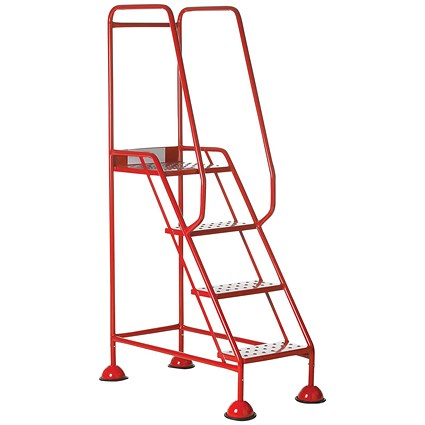5 Star UK Domed Feet Punched 4 Tread Steps Red FS687686