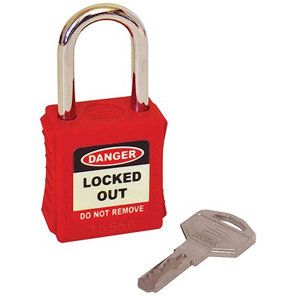 5 Star Standard Shackle Safety Lockout Padlock Red FS712543