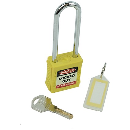 5 Star Long Shackle Safety Lockout Padlock Yellow FS712552