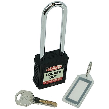 5 Star Long Shackle Safety Lockout Padlock Black FS712556