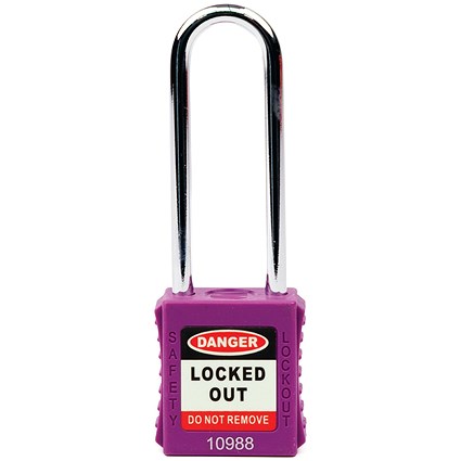 5 Star Long Shackle Safety Lockout Padlock Purple FS712558