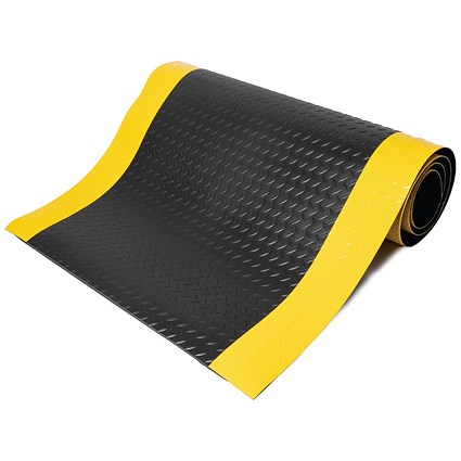 5 Star Anti-Fatigue Safety Deckplate Mat, 1500mm x 15m, Black/Yellow