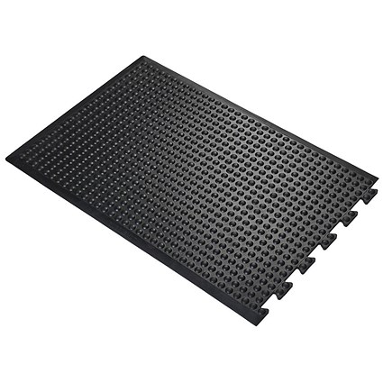 5 Star Anti-Fatigue Bubble Safety End Mat, 600x900mm, Black Nitrile