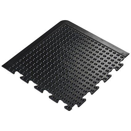 5 Star Anti-Fatigue Bubble Interlock Corner Mat, 500x500mm, Black