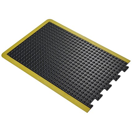 5 Star Anti-Fatigue Bubble End Mat, 600x900mm, Black/Yellow Nitrile