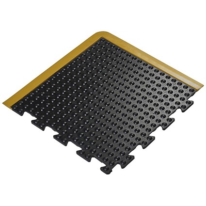 5 Star Anti-Fatigue Bubble Connect Corner Mat, 500x500mm, Black/Yellow Nitrile