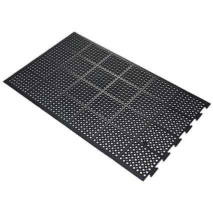 5 Star High Duty Anti-Fatigue Short Side Connector End Mat, 900x1500mm, Black