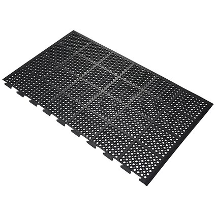 5 Star High Duty Anti-Fatigue Long Side Connector End Mat, 900x1500mm, Black