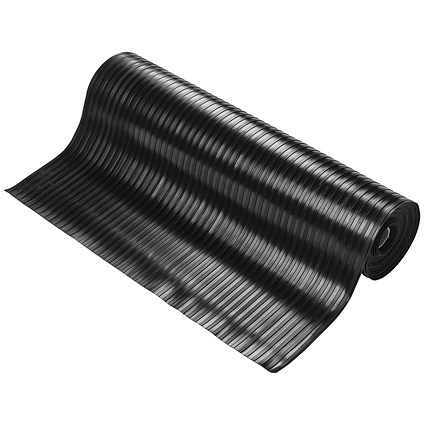 5 Star Wide Ribbed Runner Mat, 1.2m x 5m x 6mm, Black