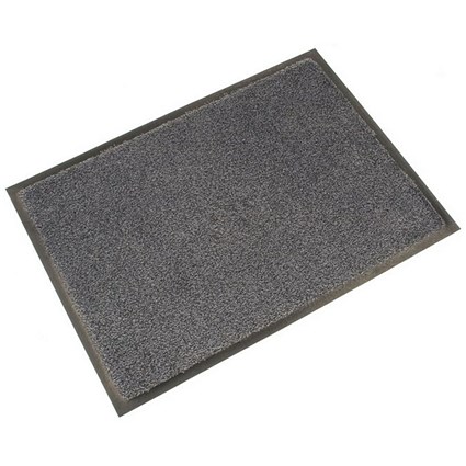 5 Star Washable Indoor Entrance Door Mat, 850mmx1.5m, Black/Steel