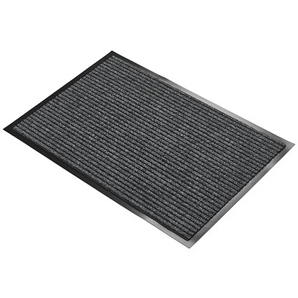 5 Star Heavy Duty Ribbed Door Mat, 600 x 900mm, Grey
