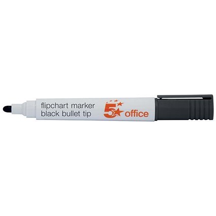 5 Star Flipchart Marker Pen, Water-based, Black, Pack of 12 5 Star Flipchart Marker Pen, Water-based, Black, Pack of 12