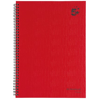5 Star Wirebound Notebook, A4, Ruled, 160 Pages, Pack of 5