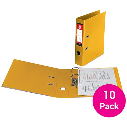 5 Star Foolscap Lever Arch Files, Plastic, Yellow, Pack of 10 5 Star Foolscap Lever Arch Files, Plastic, Yellow, Pack of 10