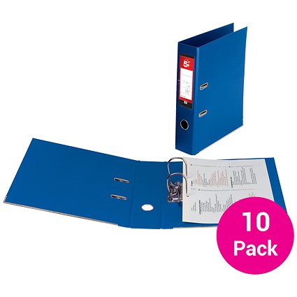 5 Star Foolscap Lever Arch Files, Plastic, Royal Blue, Pack of 10 5 Star Foolscap Lever Arch Files, Plastic, Royal Blue, Pack of 10