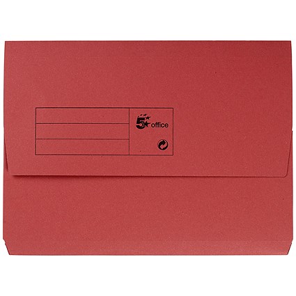 5 Star A4 Document Wallets Half Flap, 285gsm, Red, Pack of 50