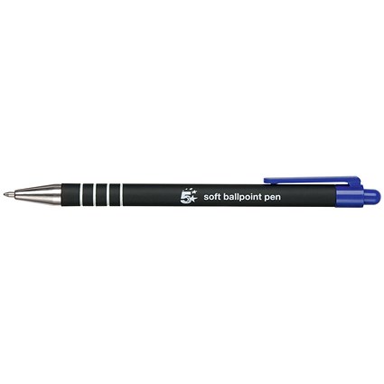 5 Star Ballpoint Pen, Soft Grip, Blue, Pack of 12 5 Star Ballpoint Pen, Soft Grip, Blue, Pack of 12