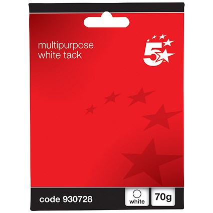 5 Star Multipurpose Sticky Tack, White, 70g, Pack of 12