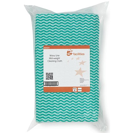 5 Star Cloths, Anti-microbial, Wavy Green, Pack of 50 5 Star Cloths, Anti-microbial, Wavy Green, Pack of 50