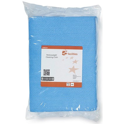5 Star Heavy-duty Cloths, Anti-microbial, Blue, Pack of 25